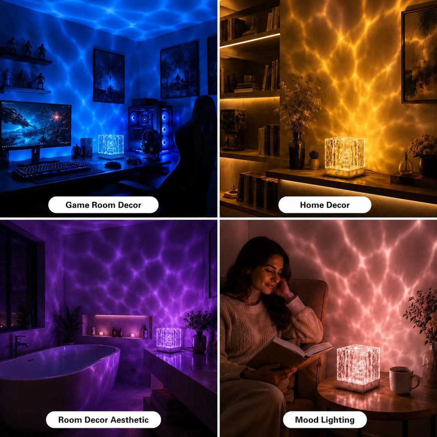 Water Wave Projector Lamp, 16 Color Crystal LED Night Light