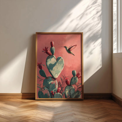 Mexico Heart Nopales Art, Mexico Cactus Wall Art deco