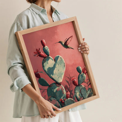 Mexico Heart Nopales Art, Mexico Cactus Wall Art deco