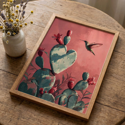 Mexico Heart Nopales Art, Mexico Cactus Wall Art deco
